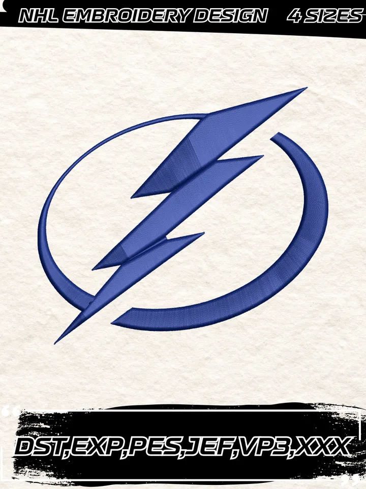 Tampa Bay Lightning Logos Embroidery Designs,NHL Logo Embroidery Files, Machine Embroidery Design File, 4 Sizes,Digital Download