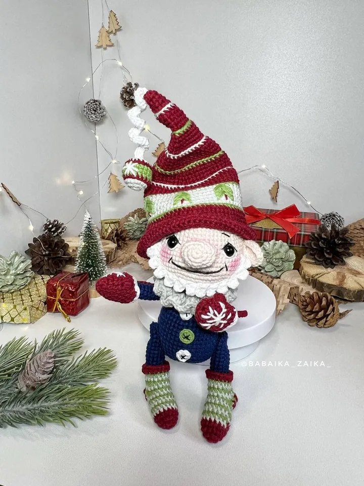 PDF Crochet Pattern Christmas Cute Gnome doll, Santa Gnome, Christmas ornaments, Christmas Decor, Christmas Toy, Scandinavian Gnome