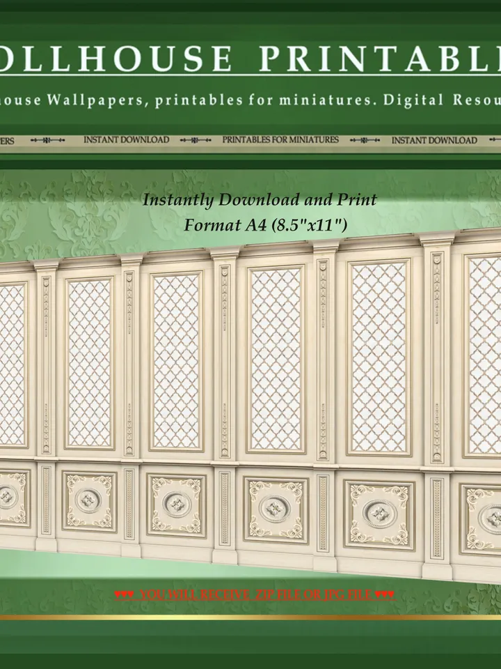 Wallpapers- Set 7-v1 | Printables for Dollhouses and Unique Miniature Projects | Digital Downloads | in Scale 1/12th