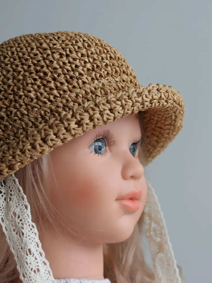 Baby summer hat, straw bucket beach sun hat , summer outfit for kids