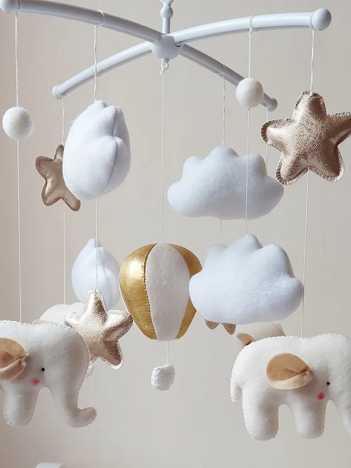 Baby mobile Elephants and hot air balloon Gender Neutral crib toys Baby shower gift