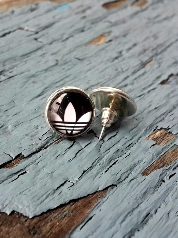 Adidas earrings studs, Lotus earrings, logo sport accessories gift