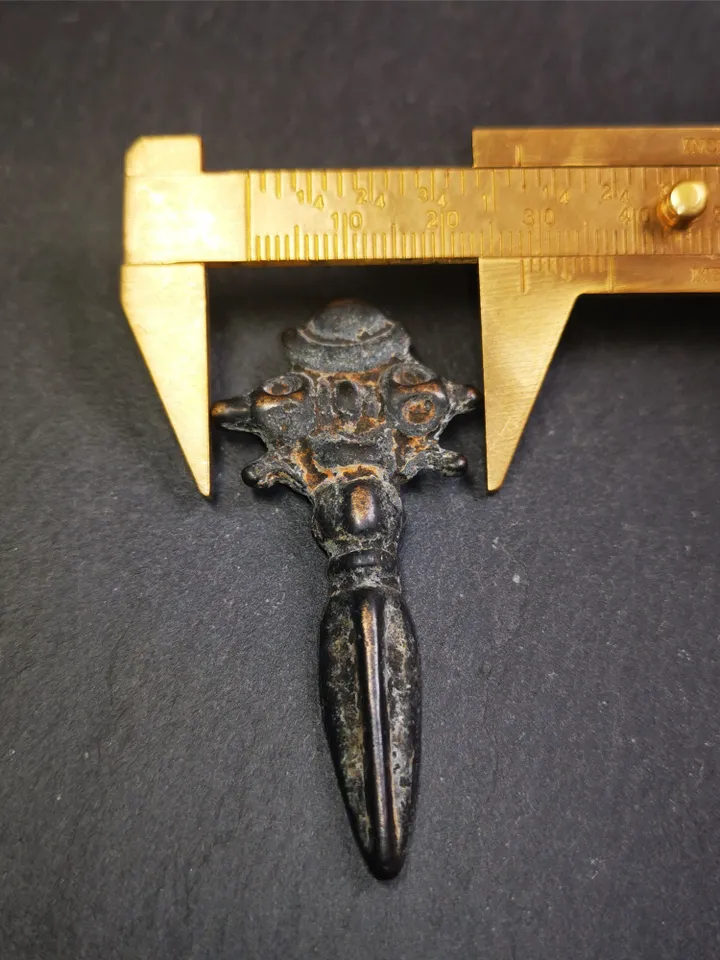 Gandhanra Antique Tibetan Amulet Necklace,Cross Vajra Phurba,Kila(Dorje Phurba) ,Made of Thokcha,70 Years Old,2.36"