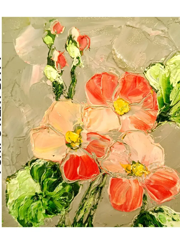 Nasturtium Art Flower Original Painting Impasto Oil Painting 4x4 painting Lemons Small Painting by ArtProkopaloSv
