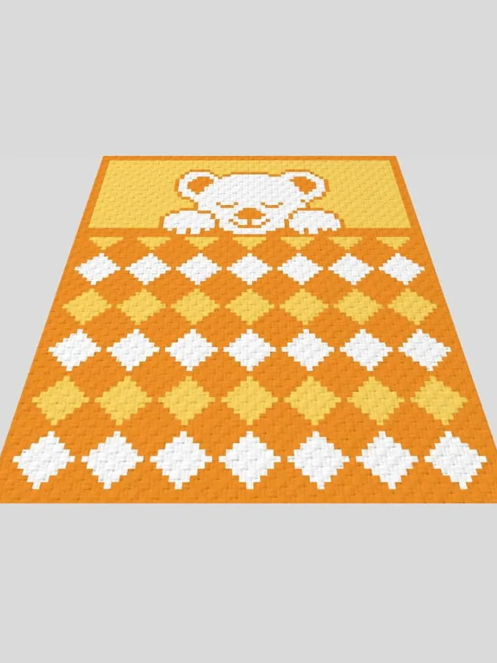 Sleeping Bear Crochet C2C graphgan baby blanket pattern PDF