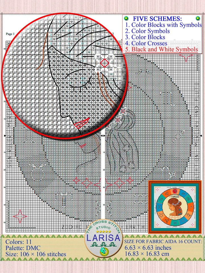 Virgo Cross Stitch Pattern | Virgo Zodiac Sign