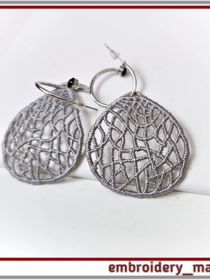 In The Hoop FSL earrings fancy shape Machine embroidery design