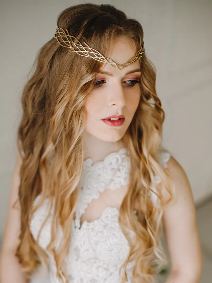 Wedding diadem Bridal Elven Tiara Elven bridal hair vine Wedding Headpiece bridal headband fantasy fairy Tiara Alise
