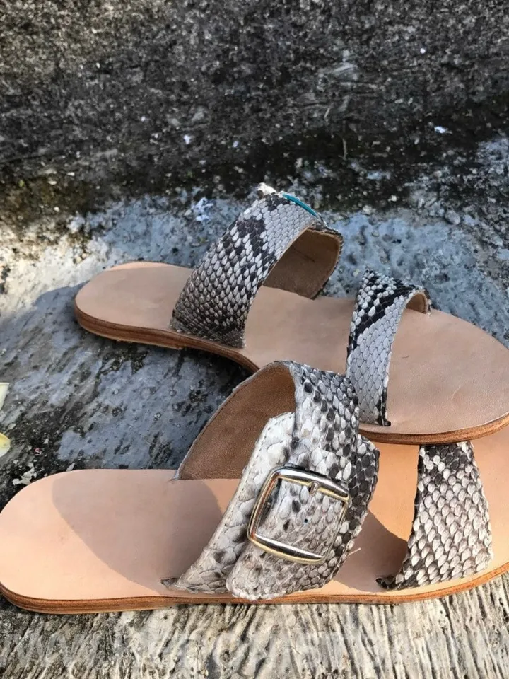 Python skin sandal | Women summer sandals | leather flops | genuine python skin shoes | summer shoes | flat woman shoes | designer sandal