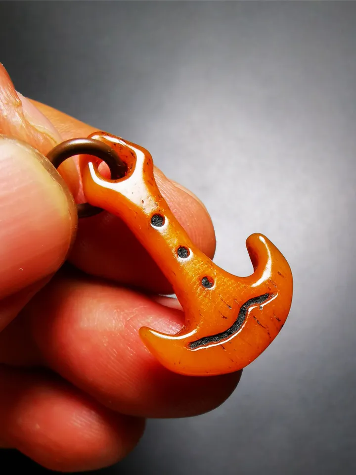 Gandhanra Handmade Yak Bone Carved Amulet,Anchor Pendant