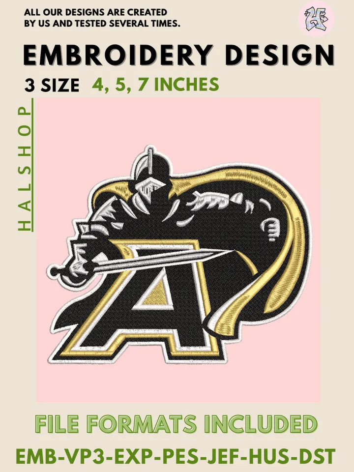 Army Black Knights Machine Embroidery Design – NCAA College Team Digital Embroidery File ⚔️🎓