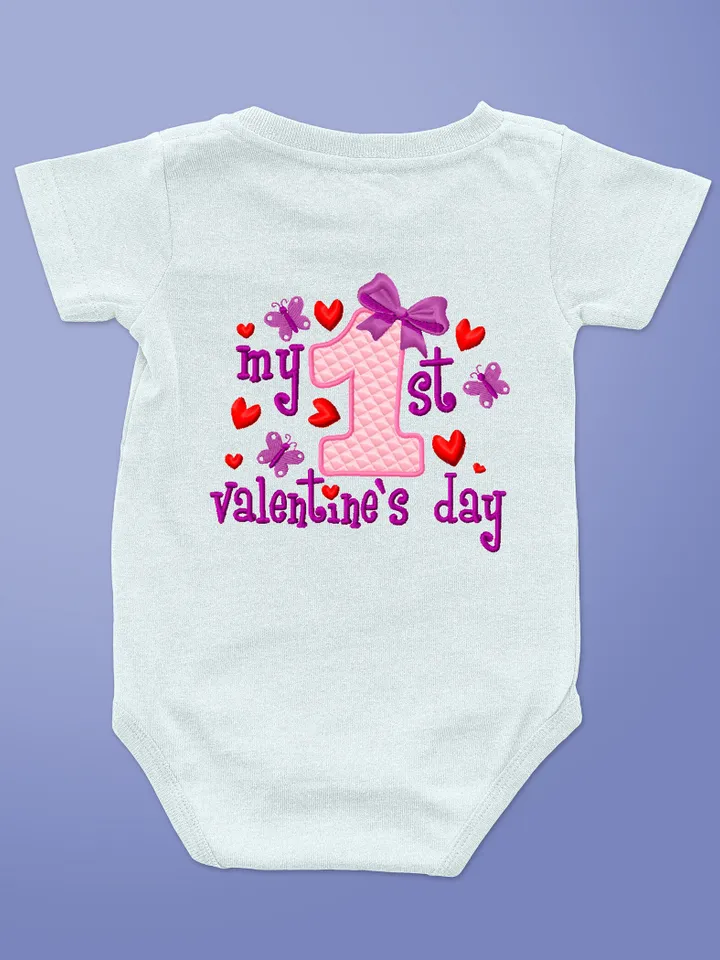 My first Valentine embroidery designs Machine embroidery pattern 3 sizes, Embroidery files baby valentine, Baby girl embroidery digital #R8