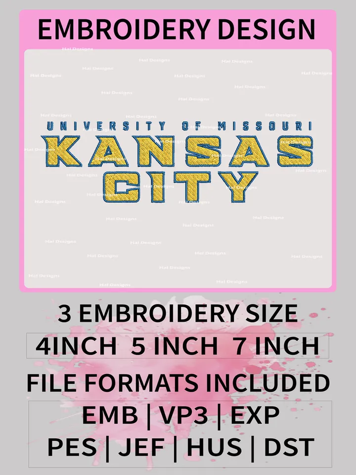 NCAA Kansas City Roos Embroidery File, 3 Sizes, 6 Formats, NCAA Machine Embroidery Design, NCAA Logo, NCAA Teams