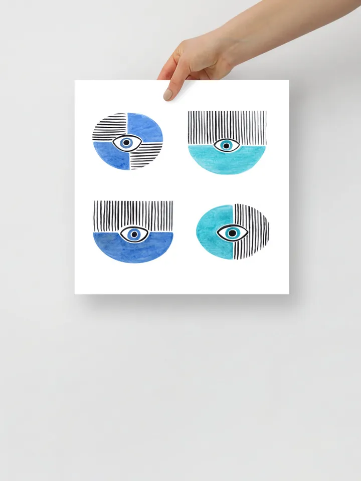 Evil Eye Poster, Watercolor Evil Eye, Evil Eye Poster Nazar Poster Evil Eye Decor Wall Decor Turkish Wall Art Greek Art Blue Art Boho