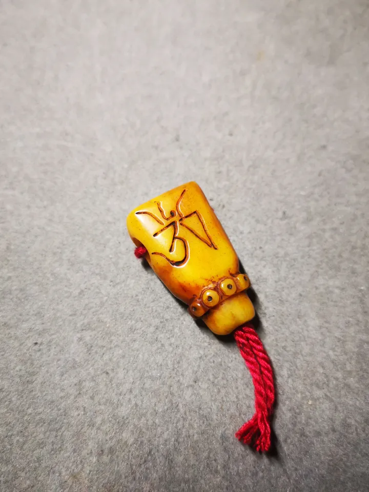 Gandhanra Tibetan Yak Bone Carved Guru Bead, T-drilled 3-Hole Prayer Bead,Connector Bead for Mala, Bead Accessories