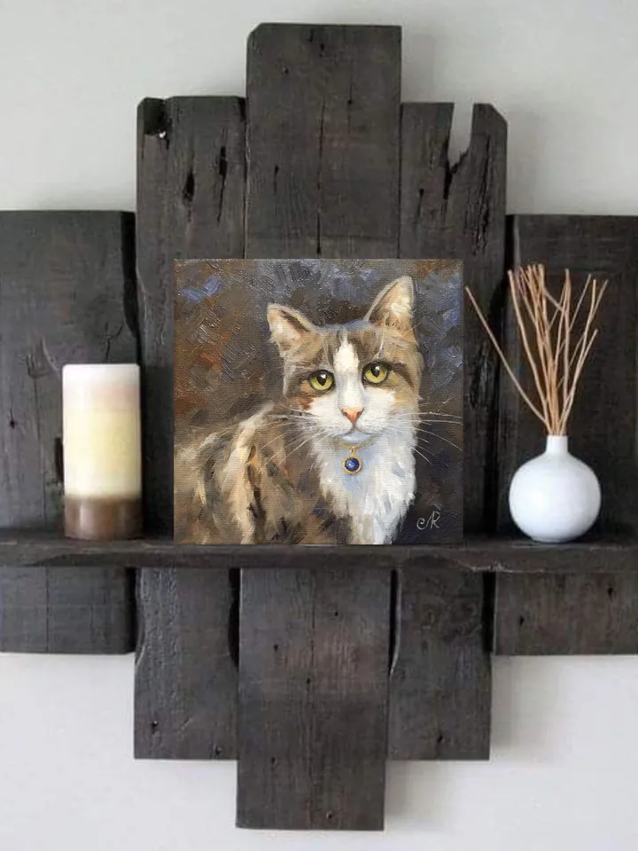 Cats Oil Painting Original Cat Portrait Animal Wall Art Pet Portrait