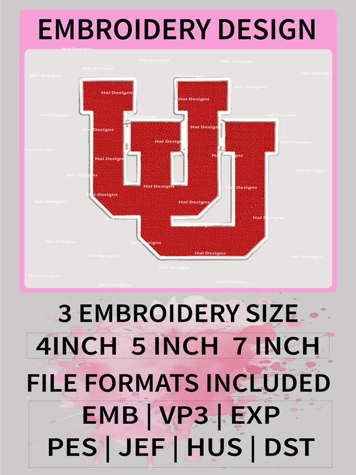 NCAA Utah Utes Embroidery File, 3 Sizes, 6 Formats, NCAA Machine Embroidery Design, NCAA Logo, NCAA Teams