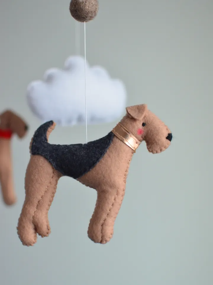 Baby mobile with puppies Airedale Terrier for Nursery decor, Dog crib mobile , Custom mobile