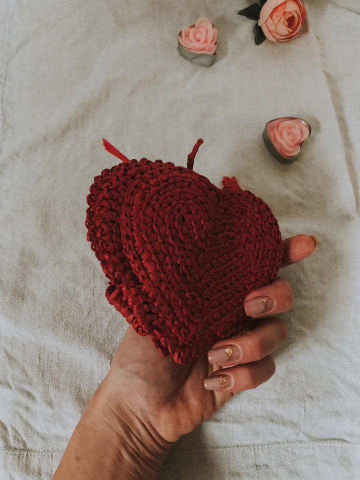 Red coaster heart set 3 Valentines gift in box, fall table decor