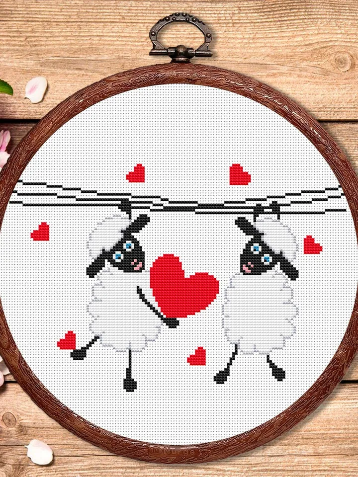 Sheeps in Love Cross Stitch Pattern, Sheep Cross Stitch, Embroidery Love, Sheep xStitch, Sheep Pattern, Love Pattern #vl001