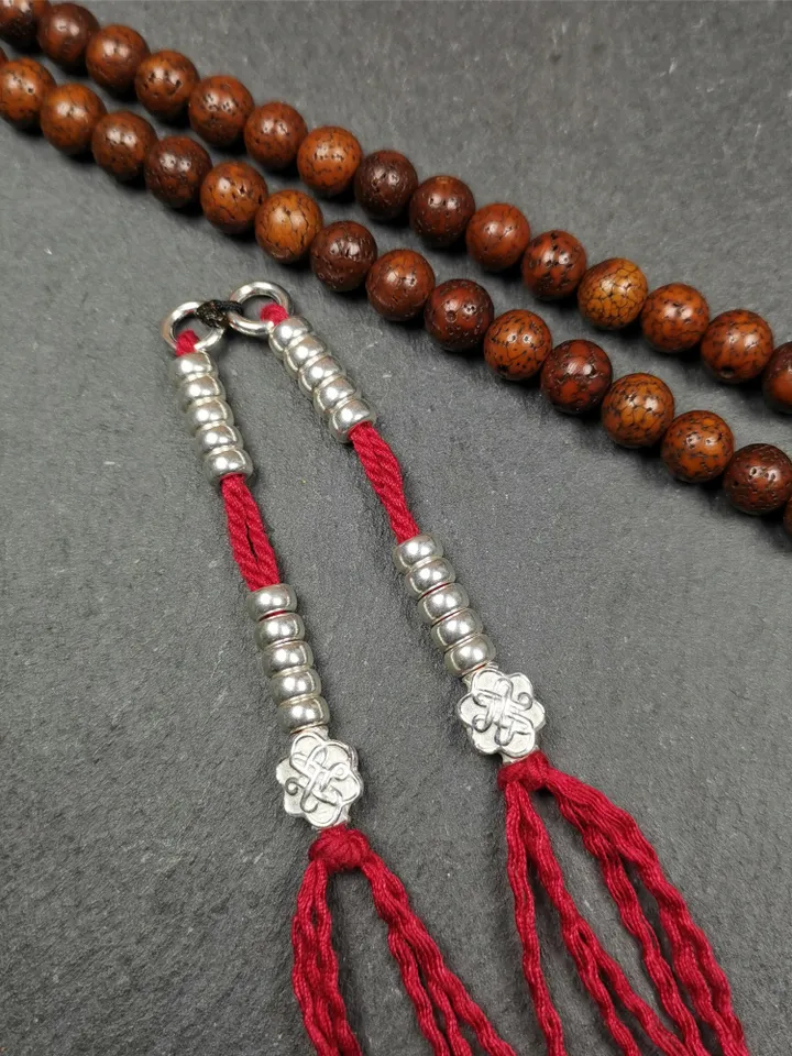 Gandhanra Handmade 5mm Sterling silver Tibetan Buddhist Prayer Bead Counters for 6-15mm Mala,Lucky Knot Pendant