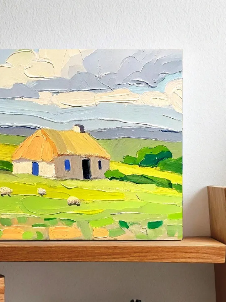 Ireland Painting Irish Cottage Original Art Landscape Impasto Oil Painting Small Impressionist Artwork Gift by ArtProkopaloSv