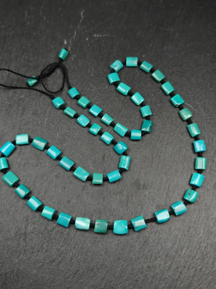 Authentic 6mm Turquoise Beads Necklace,Gandhanra Tibetan Jewelry Turquoise Necklace for Woman,34cm Length, Spiritual Gift