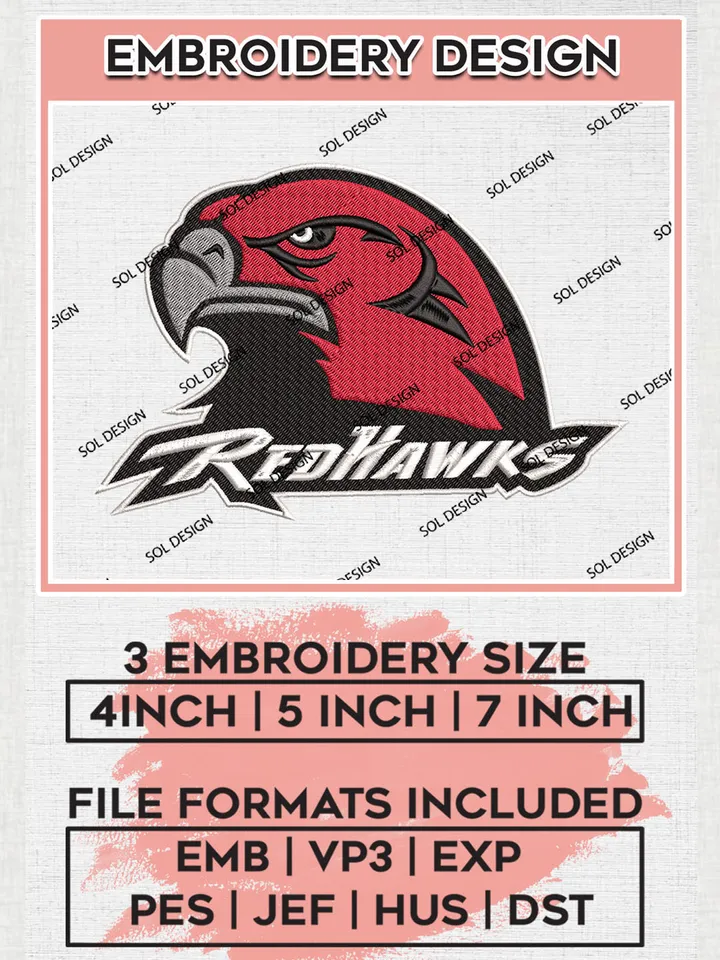Miami RedHawks Team Head Mascot Logo embroidery designs, NCAA Miami RedHawks Logo Machine embroidery designs, NCAA Team Logo embroidery designs, NCAA Game Day Machine embroidery designs, Digital Download