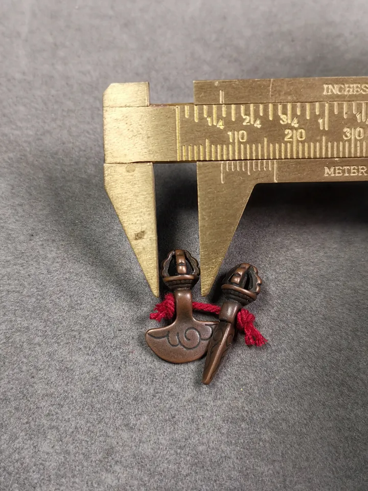 Gandhanra Antique Tibetan Amulet Pendant,Mini Phurba and Kartika(knife of the dakinis) ,for Prayer Bead Counter,Mala Accessories