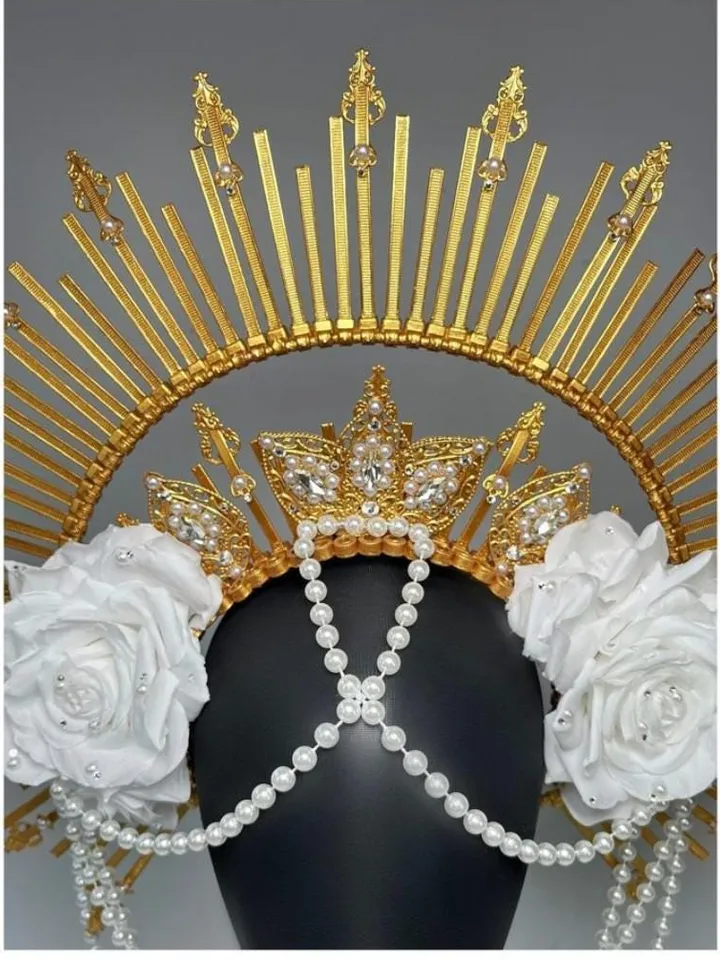 Goddess of the Sun, Crown of Leaves, Halo Crown of Gold Leaf, Headwear, Tiara, Greece God Mystery Sun, customize