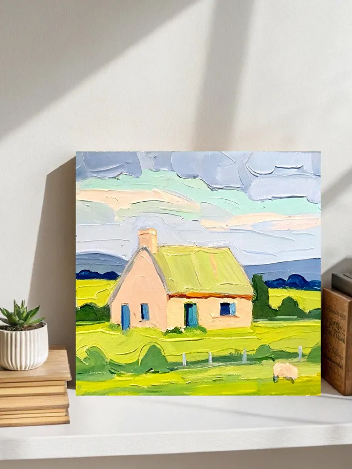 Original Oil Painting Irish Cottage Original Art Ireland Painting Landscape Impasto Oil Painting Impressionist Art Gift by ArtProkopaloSv