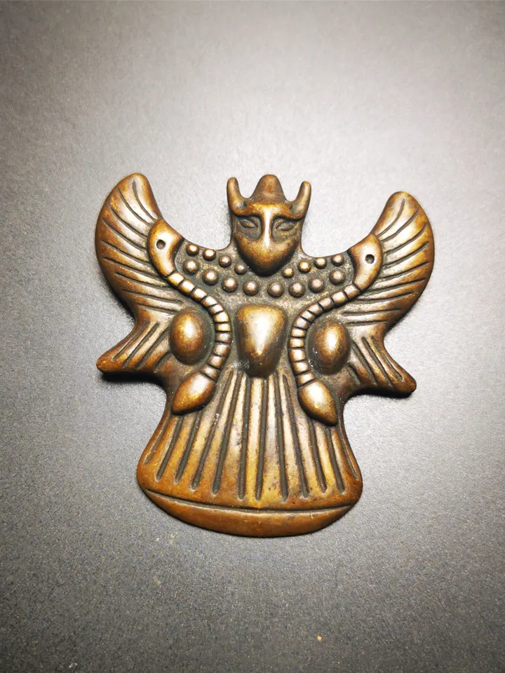 Gandhanra Antique Tibetan Buddhist Amulet,Garuda,Garula,Suparna,Golden-winged Bird Pendant,Made of Brass