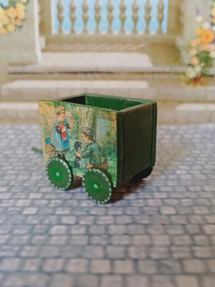 Trolley for dollhouse. Doll toy .1:12 scale.