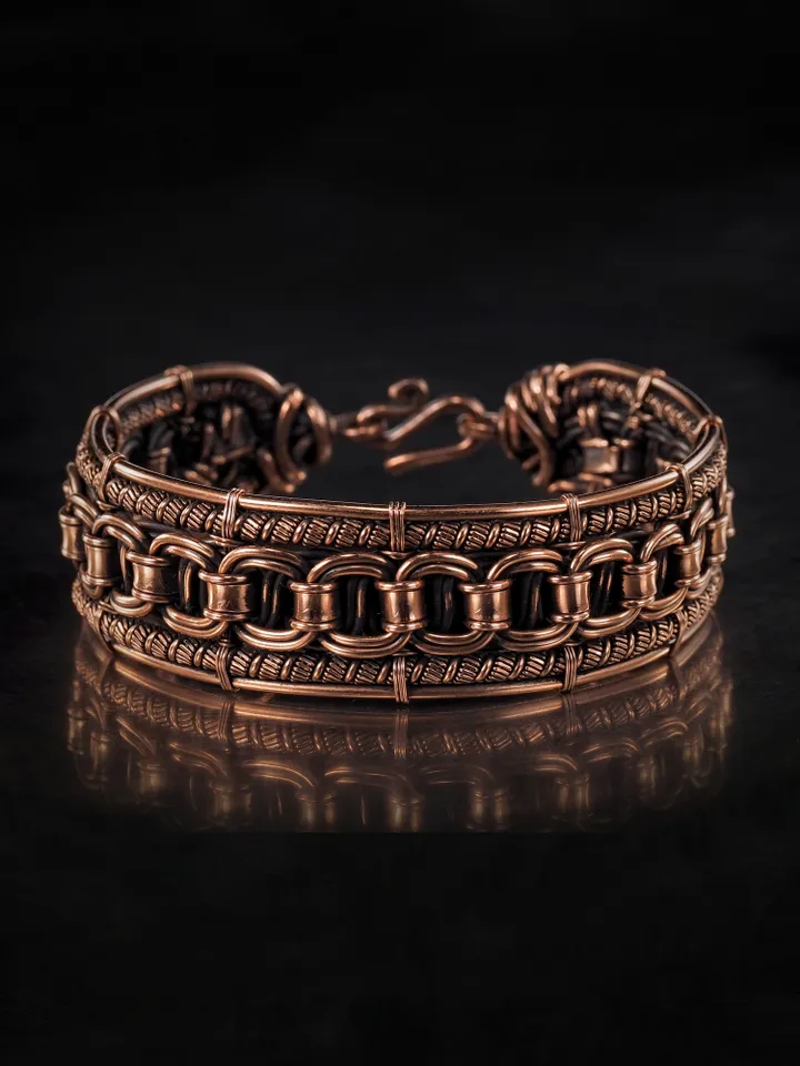 Wire wrapped copper bracelet for woman Antique style copper jewelry WireWrapArt