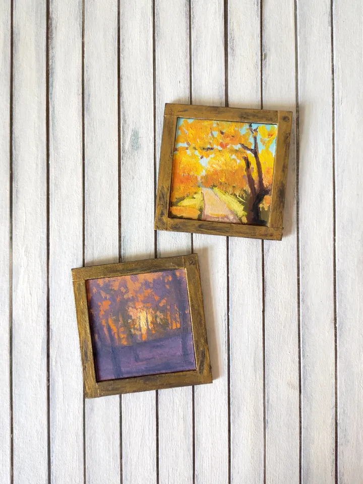 Set of Miniature Oil Paintings for Dollhouses Scale 1/6