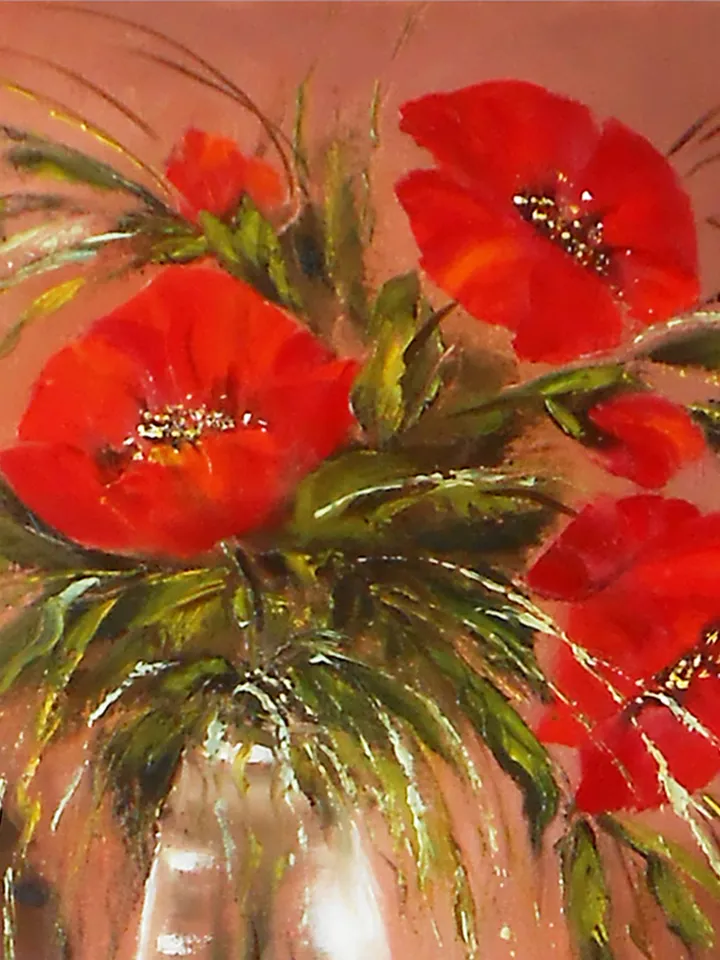 Flowers oil painting on canvas, Poppies painting wall art