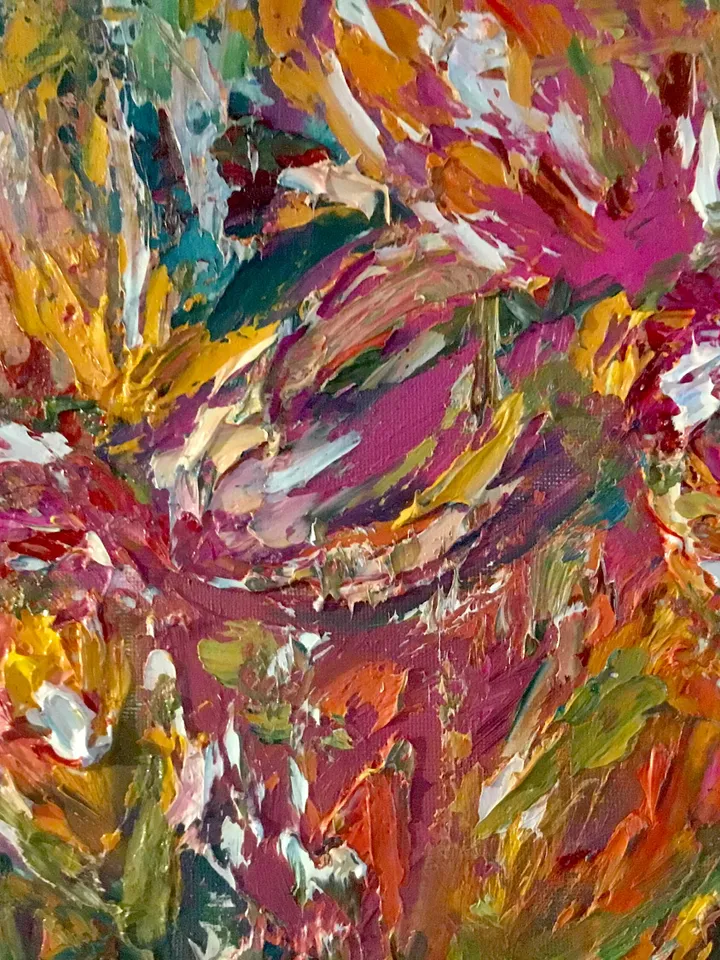 Orange orchids oil painting,original impasto impressionistic style oil heavy textured painting on stretched canvas,flowers canvas art.