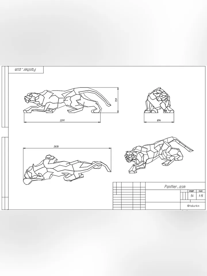 Welding Project Plans Drawings Panther (DXF, PDF)