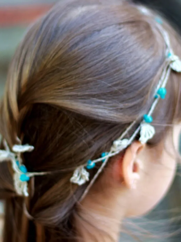 A unique Hair accessory for a baby, a girl or a woman, Versatile crocheted hairpiece, girl necklace