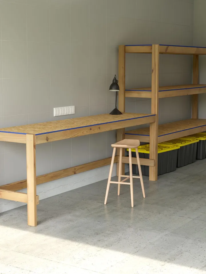 DIY Garage Shelves With Work Bench Plans, PDF