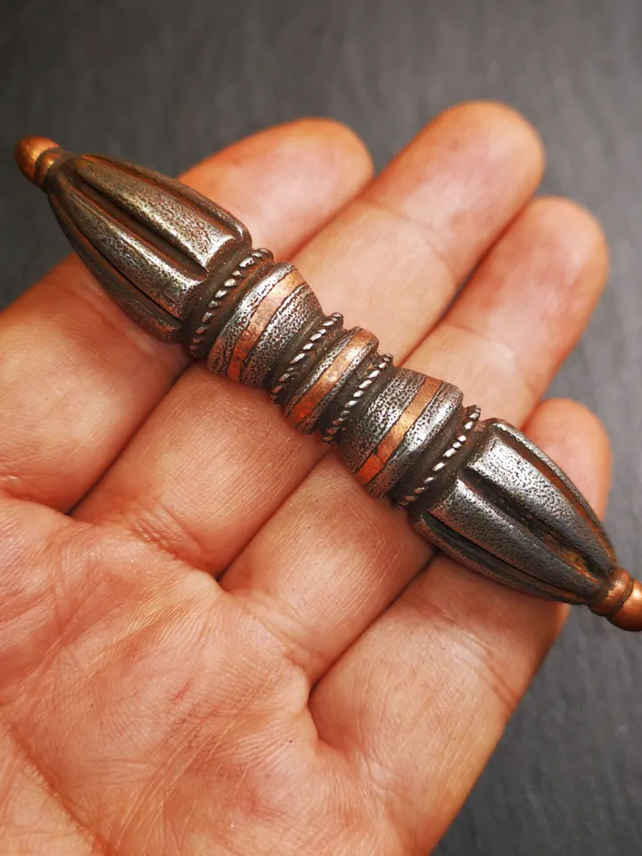 Vintage Tibetan Ritual Implement by Gandhanra - Nine-Pronged Vajra Dorje of Vajrayana Buddhism - Made of Cold Iron - 30 Years
