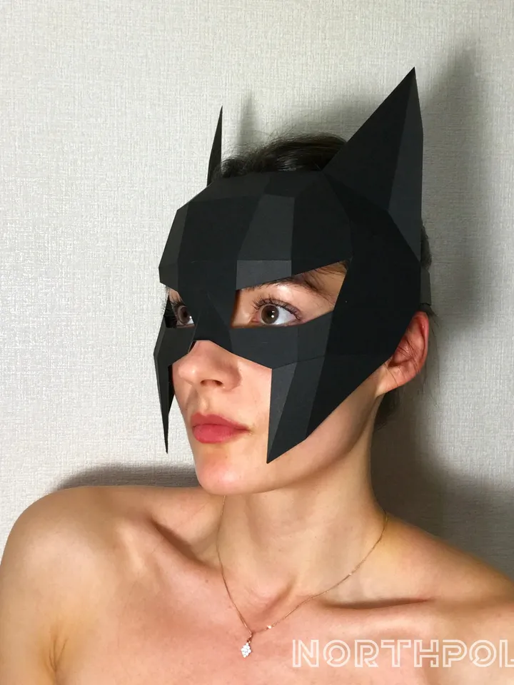 Bat Mask Papercraft, Digital Template, PDF Download, Gurko, 3D Low Poly Animal Mask, DIY Origami, Pepakura, Paper Mask, DIY Costume