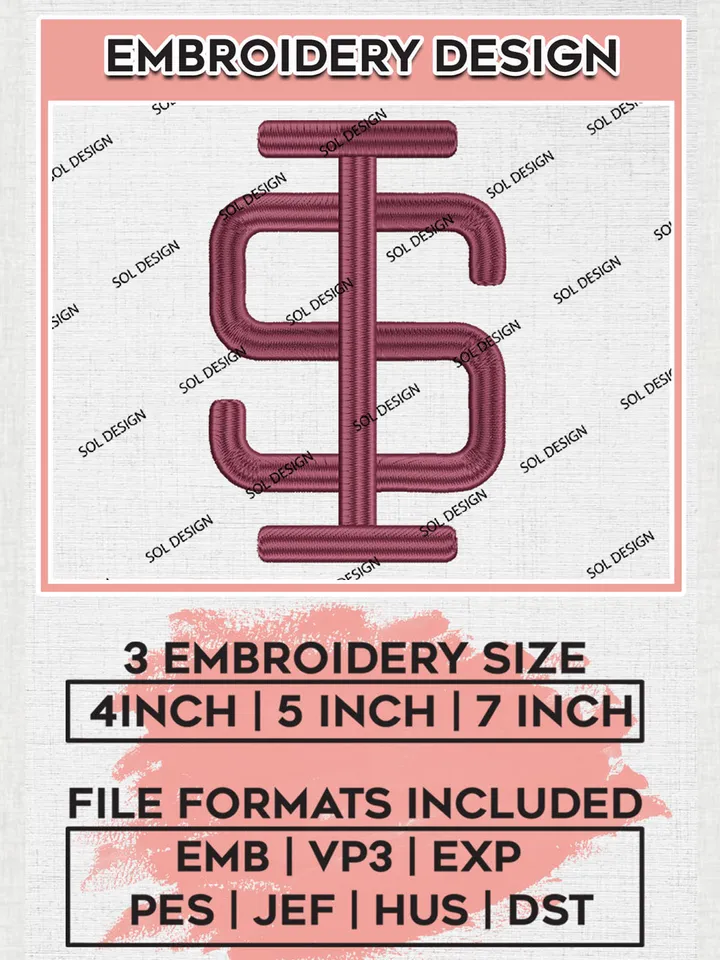 NCAA Southern Illinois Salukis Team Logo embroidery designs, NCAA Southern Illinois Salukis Logo Machine embroidery files, NCAA Team Logo embroidery designs, NCAA Game Day Machine embroidery designs, Digital Download