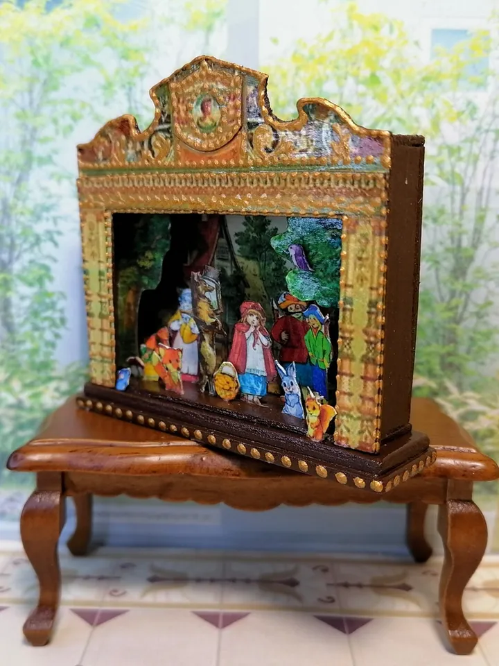 Puppet show. Theater based on the fairy tale Little Red Riding Hood.