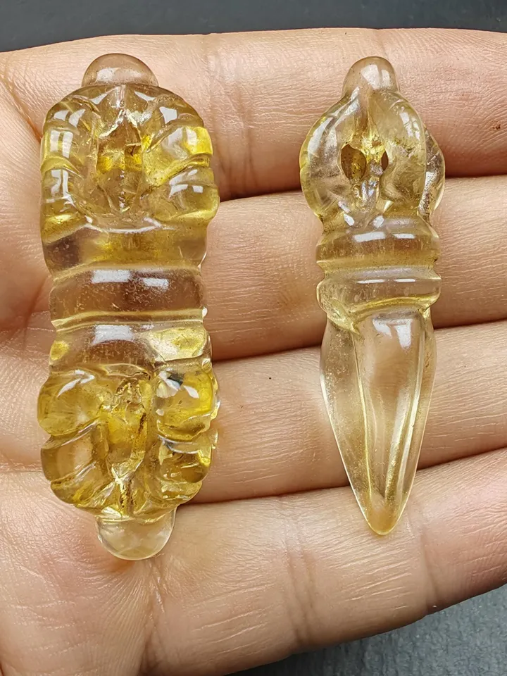 Gandhanra Old Crystal Dorje Vajra / Phurba Amulet - Tibetan Dharma Ritual Implement - Decades Old