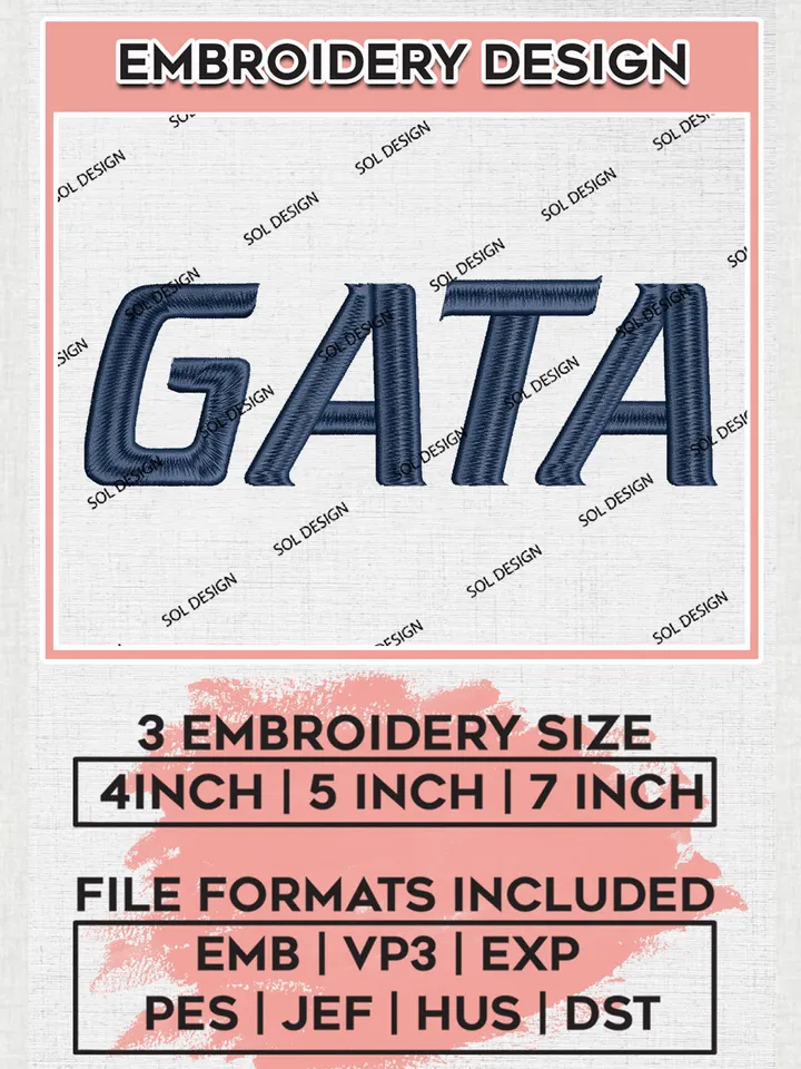 GATA Georgia Southern Eagles Team Logo Embroidery Design Files, NCAA Georgia Southern Eagles Machine Embroidery, NCAA Teams, Game Day, 3 sizes, NCAA Machine embroidery designs, Digital Download