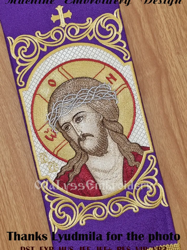 Jesus Christ with crown of thorns embroidery design