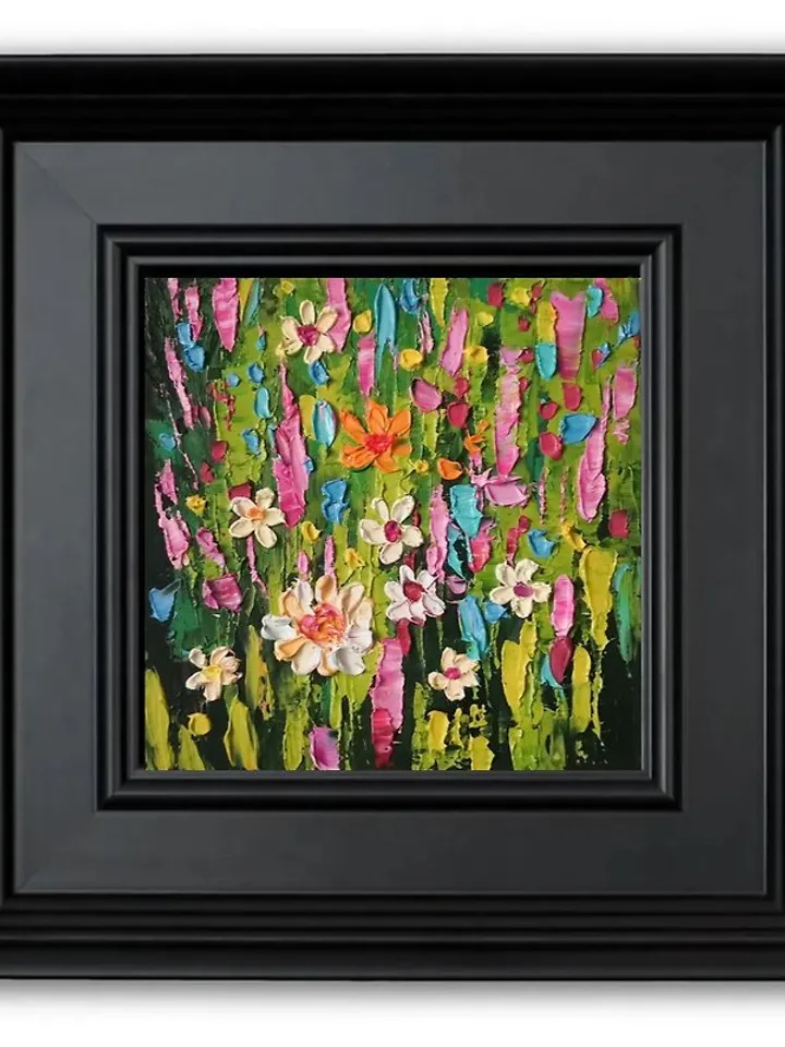 Wildflower Painting Original Art Impasto Oil Painting Flower Artwork by Verafe
