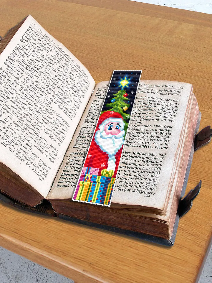 Christmas bookmark cross stitch pattern download PDF Handmade bookmark Santa Claus xstitch chart Winter holiday cross stitch New Year #B54