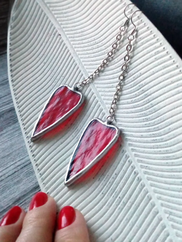 Heart earrings, stained glass, st Valentine, valentines, kawaii earrings, Love earrings, Dangle earrings, Tiffany.